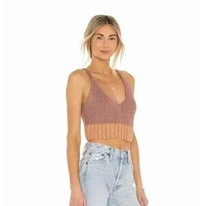 Free People L9120 Womens Mauve Combo Here All Day Knit Bralette Size Large